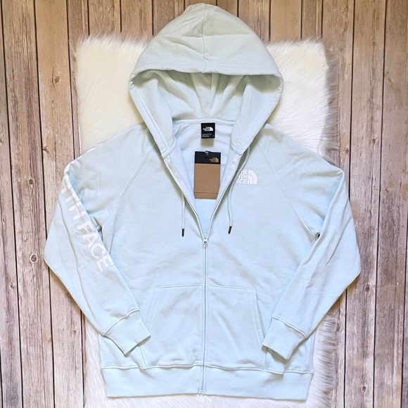 The North Face Women’s Logo Half Dome Full Zip Hoodie In Ice Blue - Picture 1 of 7